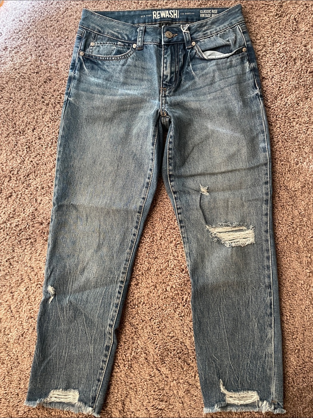 Rewash Men’s Slim Straight Distressed Blue Jeans